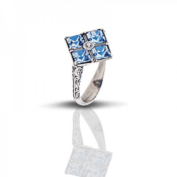 Sterling Silver Ring with Swarovski Stones D308 Sterling Silver Ring with Swarovski Stones D308