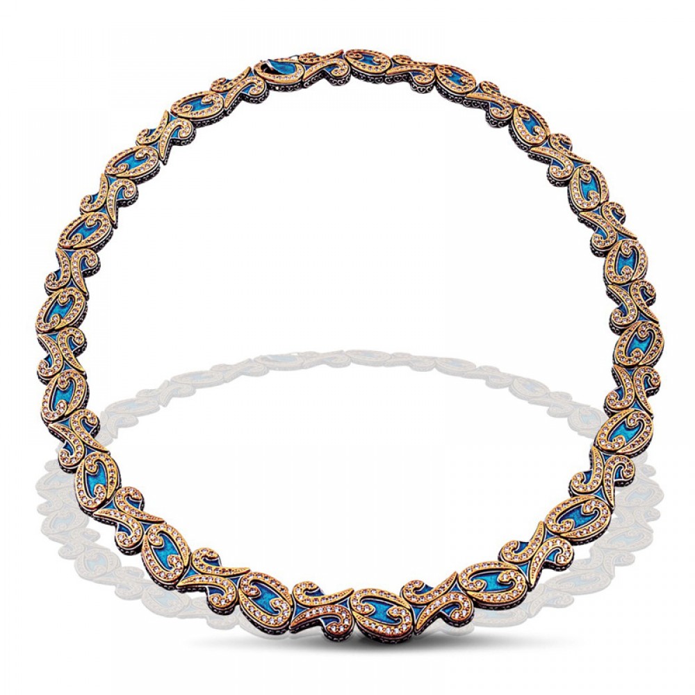 Sterling Silver Necklace with Enamel K063-1