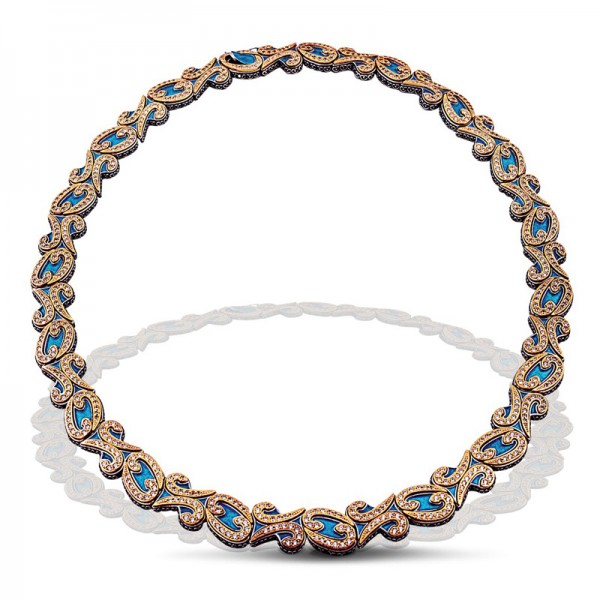 Sterling Silver Necklace with Enamel K063-1