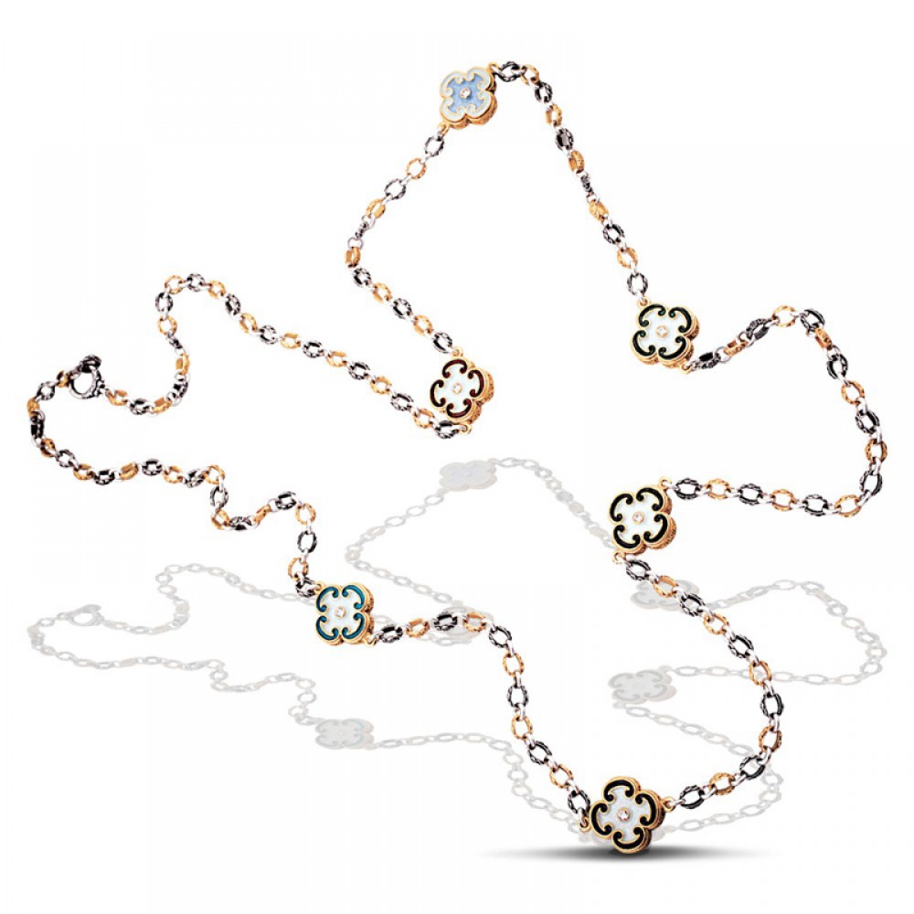  Reversible necklace with zircon stones K072