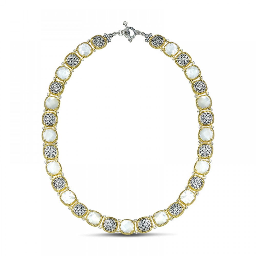  Reversible Sterling Silver Necklace with mother of pearl K116-1