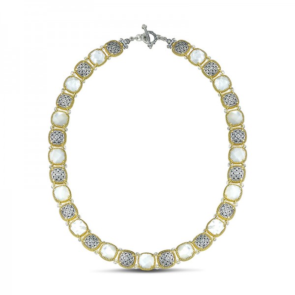  Reversible Sterling Silver Necklace with mother of pearl K116-1