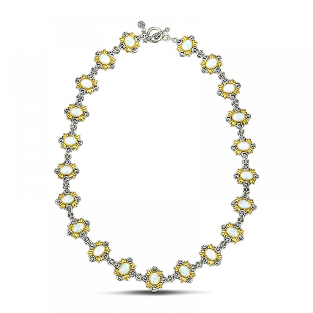 Reversible Sterling Silver Necklace with Semiprecious Stones K118