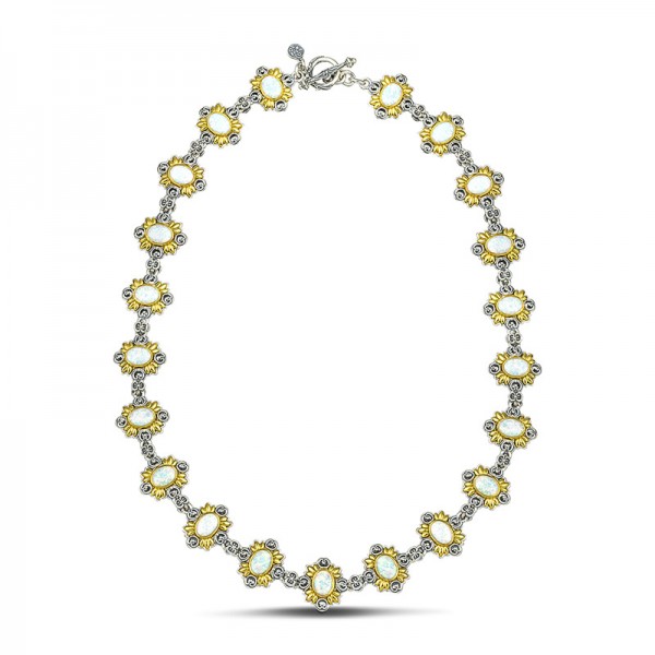 Reversible Sterling Silver Necklace with Semiprecious Stones K118