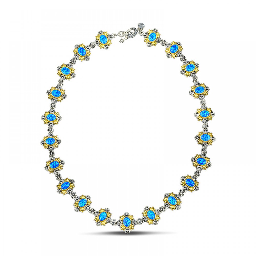 Reversible Sterling Silver Necklace with Semiprecious Stones K118