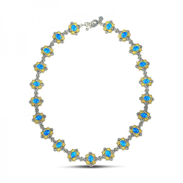 Reversible Sterling Silver Necklace with Semiprecious Stones K118