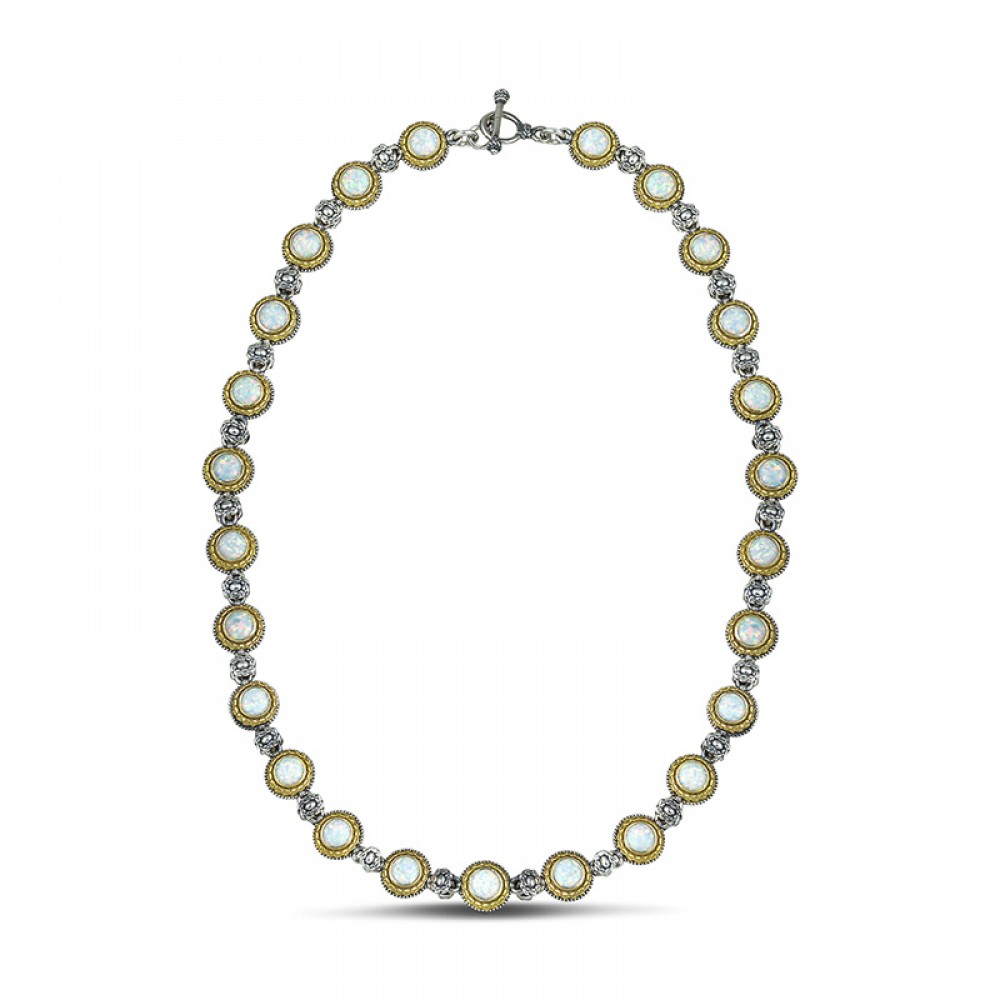 Reversible Sterling Silver Necklace with Semiprecious Stones K119