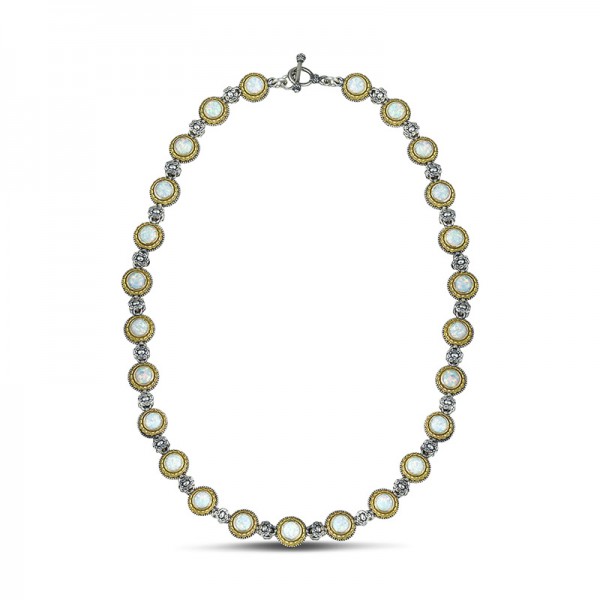 Reversible Sterling Silver Necklace with Semiprecious Stones K119