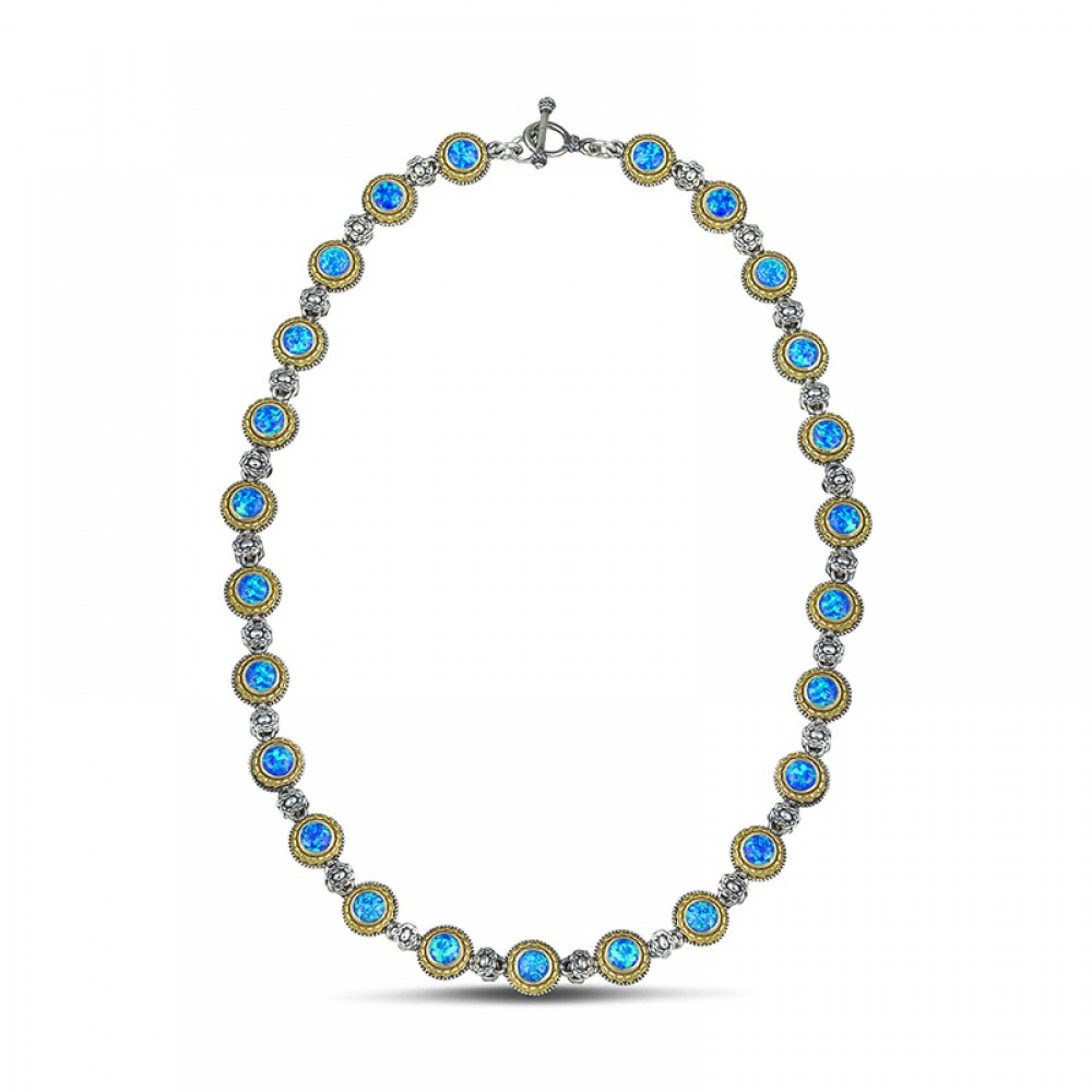Reversible Sterling Silver Necklace with Semiprecious Stones K119