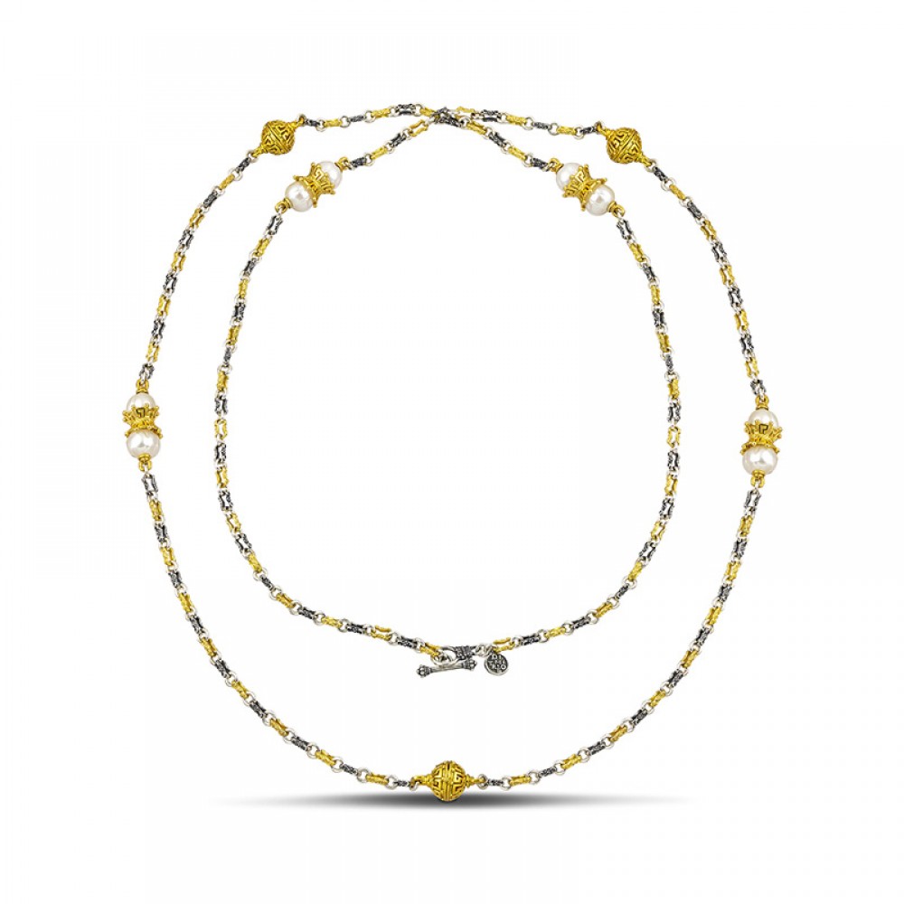 Sterling Silver Necklace with Mother of Pearl Stones K120-2