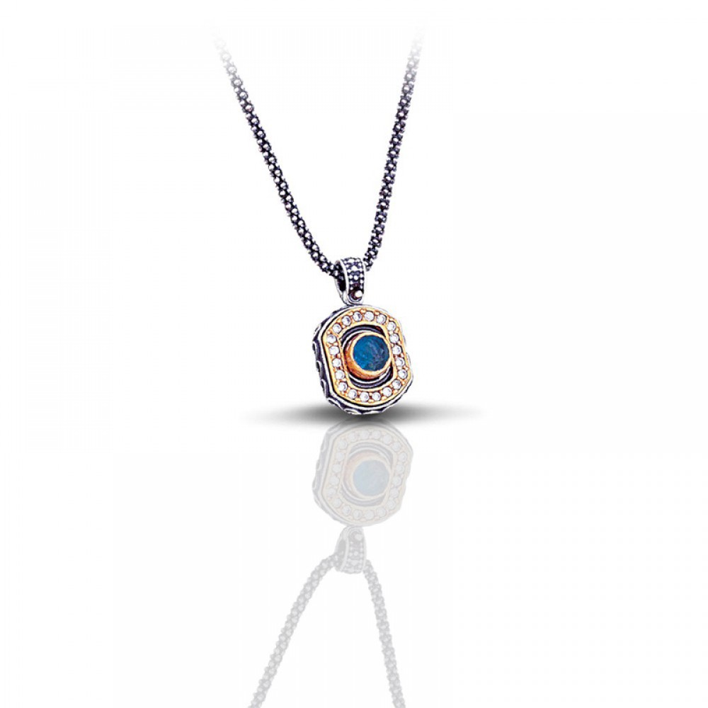 Sterling Silver Pendant with Semiprecious Stones M059