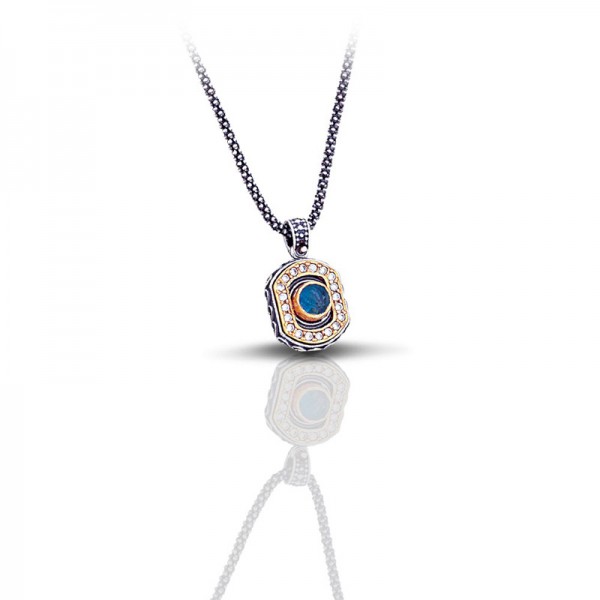 Sterling Silver Pendant with Semiprecious Stones M059