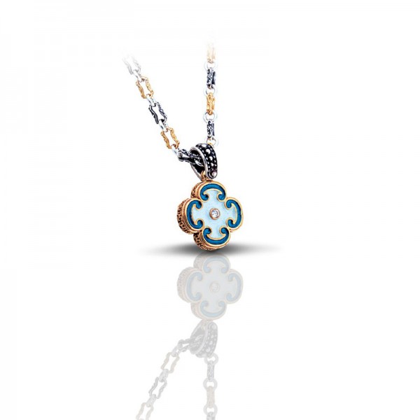 REVERSIBLE PENDANT WITH ZIRCON STONES M072