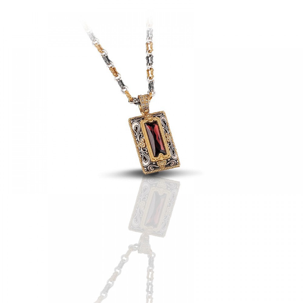 Sterling Silver Pendant with Semiprecious Stone M079-1