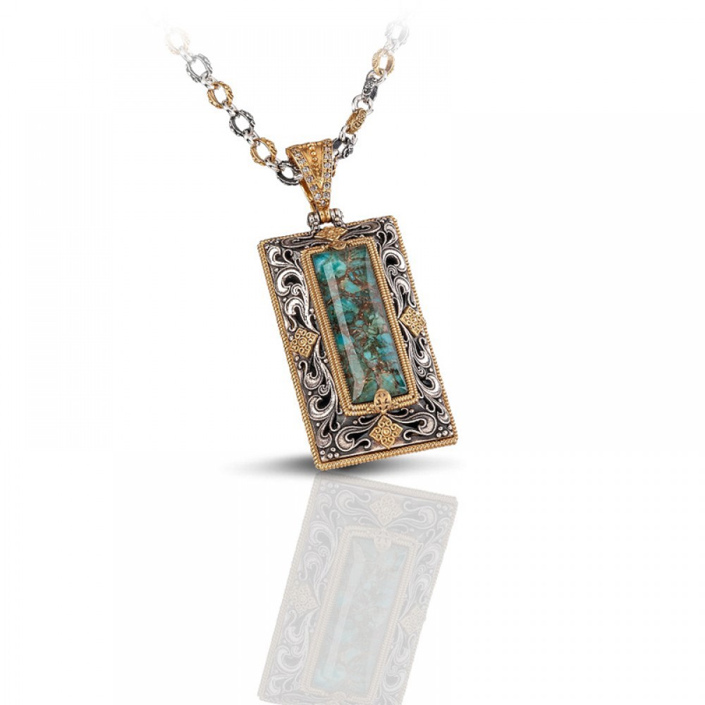 Sterling Silver Pendant with Semiprecious Stone M079 