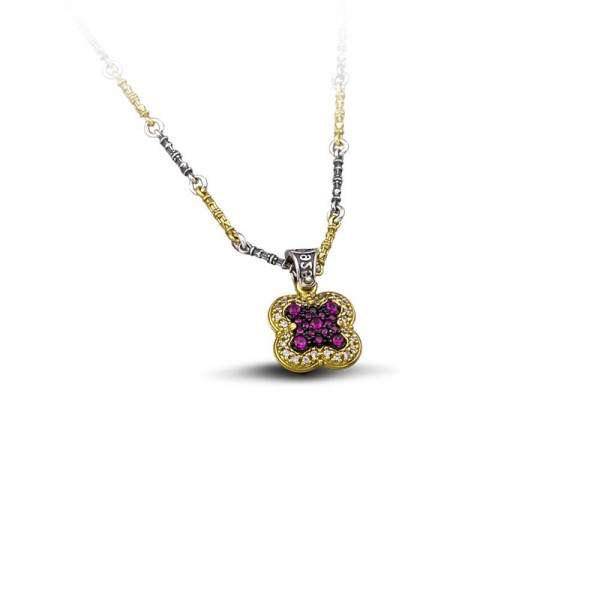 Sterling Silver Reversible Pendant With Zircon Stones M091 Without Chain  Sterling Silver Reversible Pendant With Zircon Stones M091 Without Chain