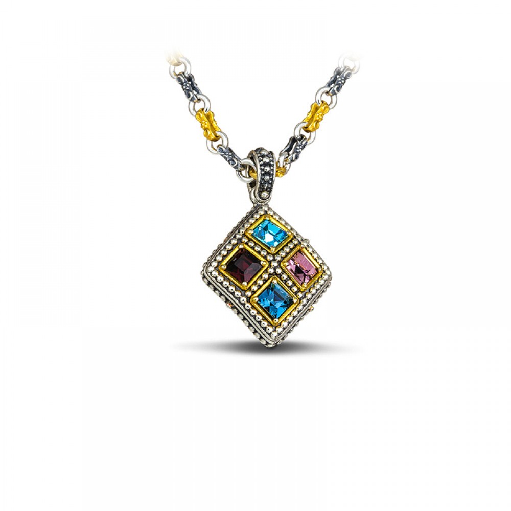 Sterling Silver Pendant with Swarovski Stones M105-1