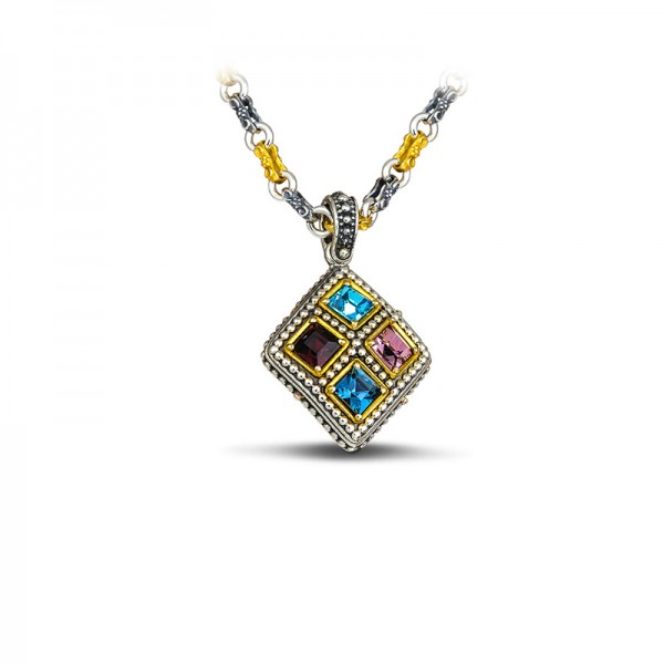 Sterling Silver Pendant with Swarovski Stones M105-1