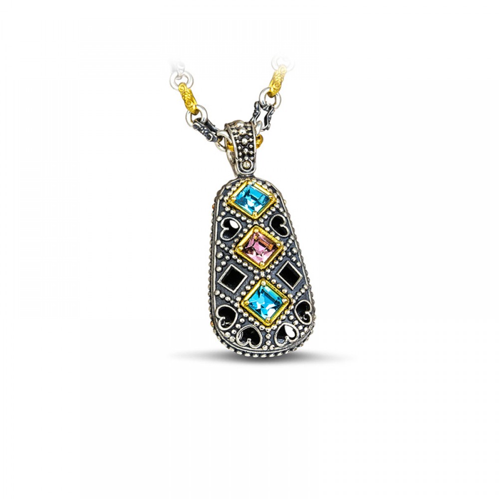 Sterling Silver Pendant with Swarovski Crystals M105