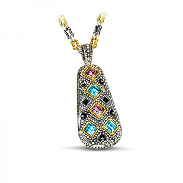 Sterling Silver Pendant with Swarovski Stones M105-2