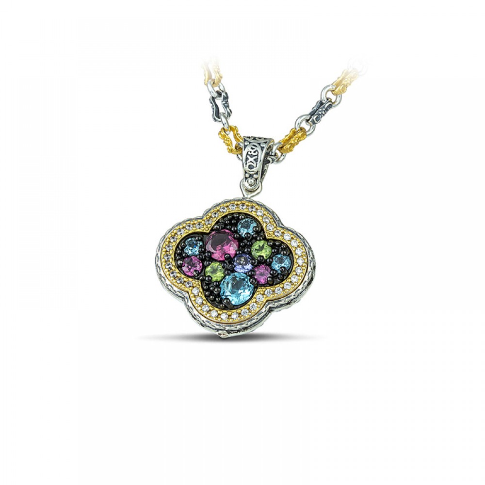 Reversible Pendant with Semiprecious Stones M113-2