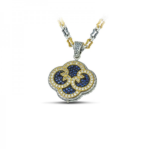 Reversible Pendant with Semiprecious Stones M113-2 Without Chain