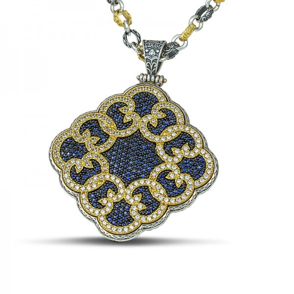 Reversible Pendant 925 with Semiprecious and Zircon Stones M113