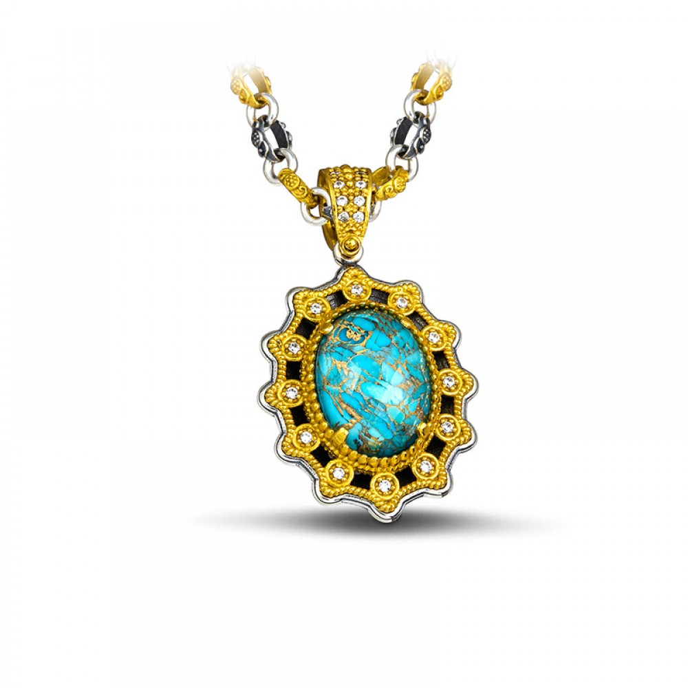 Sterling Silver Pendant with Semiprecious Stone M115-1