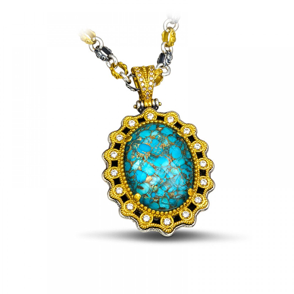 Sterling Silver Pendant with Semiprecious Stone M115 Without Chain