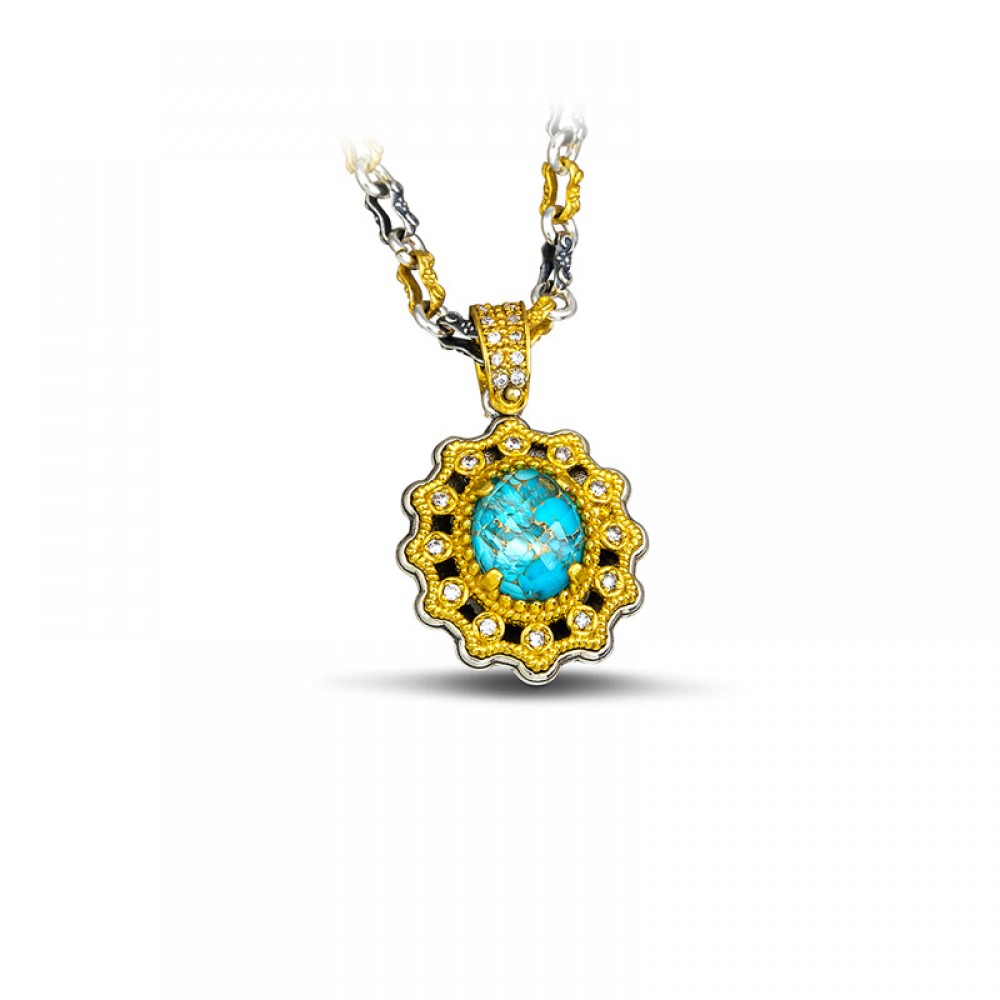 Sterling Silver Pendant with Semiprecious Stone M115-2