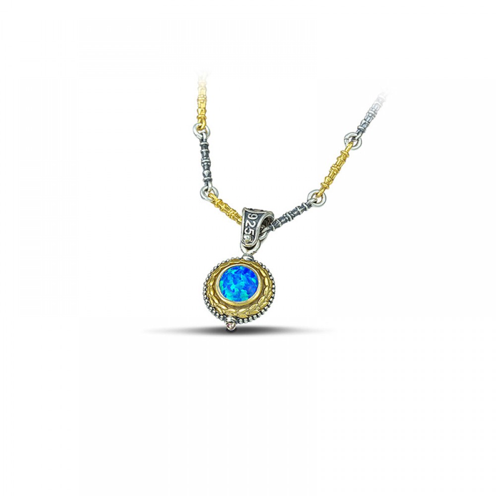 Reversible Sterling Silver Pendant with Synthetic Stones M119 Without Chain