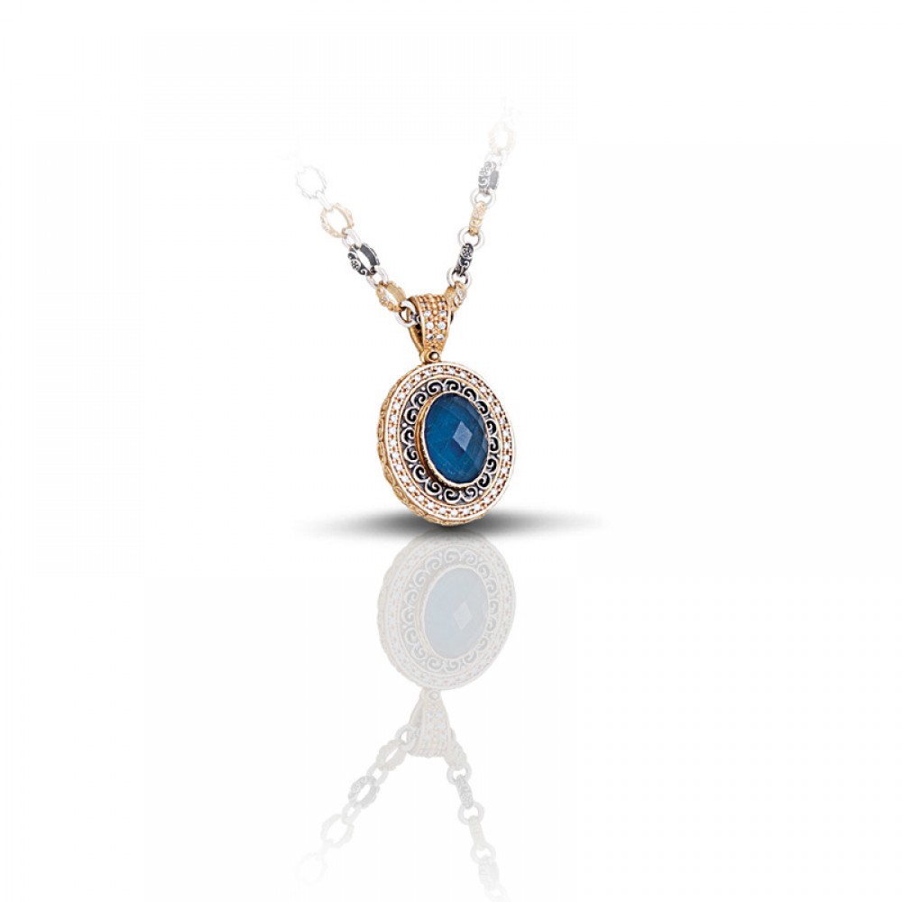 Sterling Silver Pendant with Semiprecious Stone M262 Without Chain