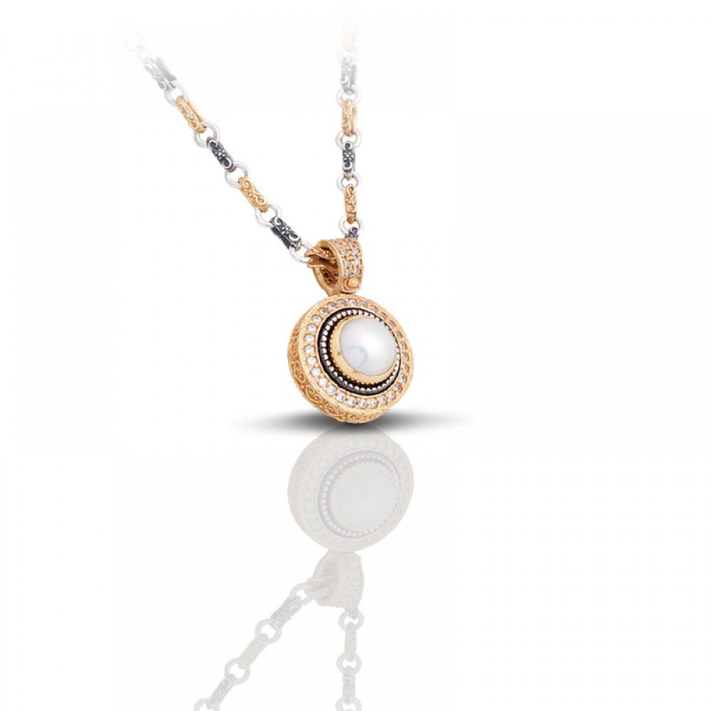 Pendant with Pearl and Zircon M297 Without Chain