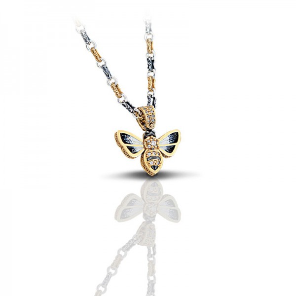Sterling Silver Pendant with Zircon Stones M011-1 Without Chain