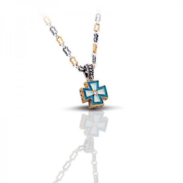 REVERSIBLE PENDANT WITH ZIRCON STONES M071