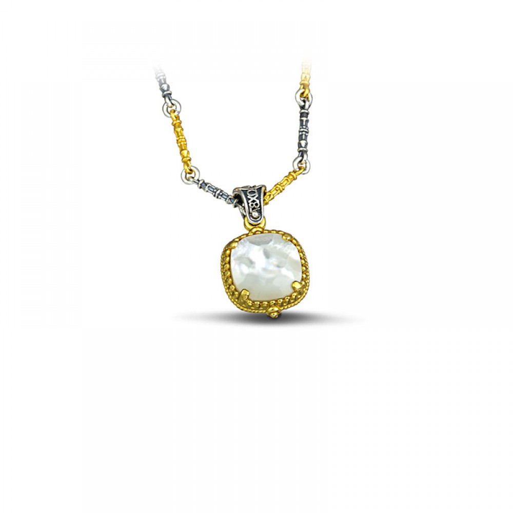 Reversible Sterling Silver Pendant with Semiprecious Stones M116-1 Without Chain