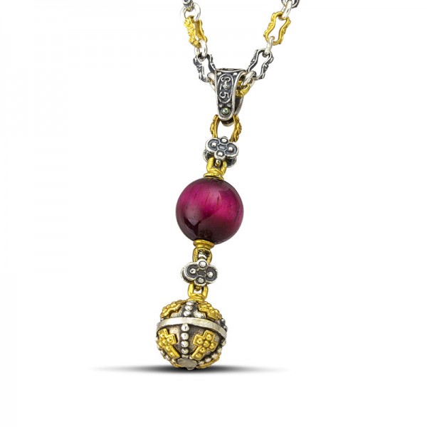 Pendant with Mineral Stones and Tricolour Chain M120 Pendant with Mineral Stones and Tricolour Chain M120