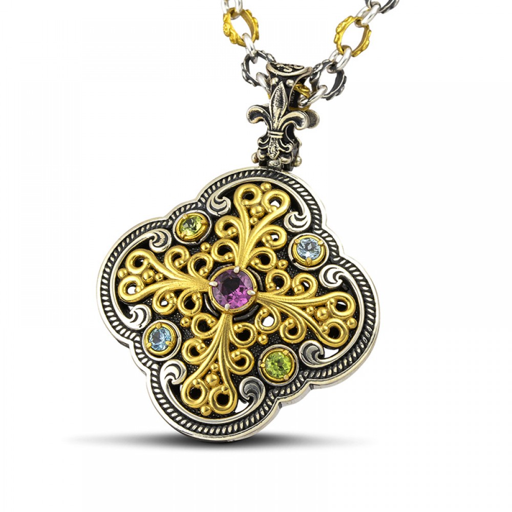 Pendant with Semi-Precious Stones M130