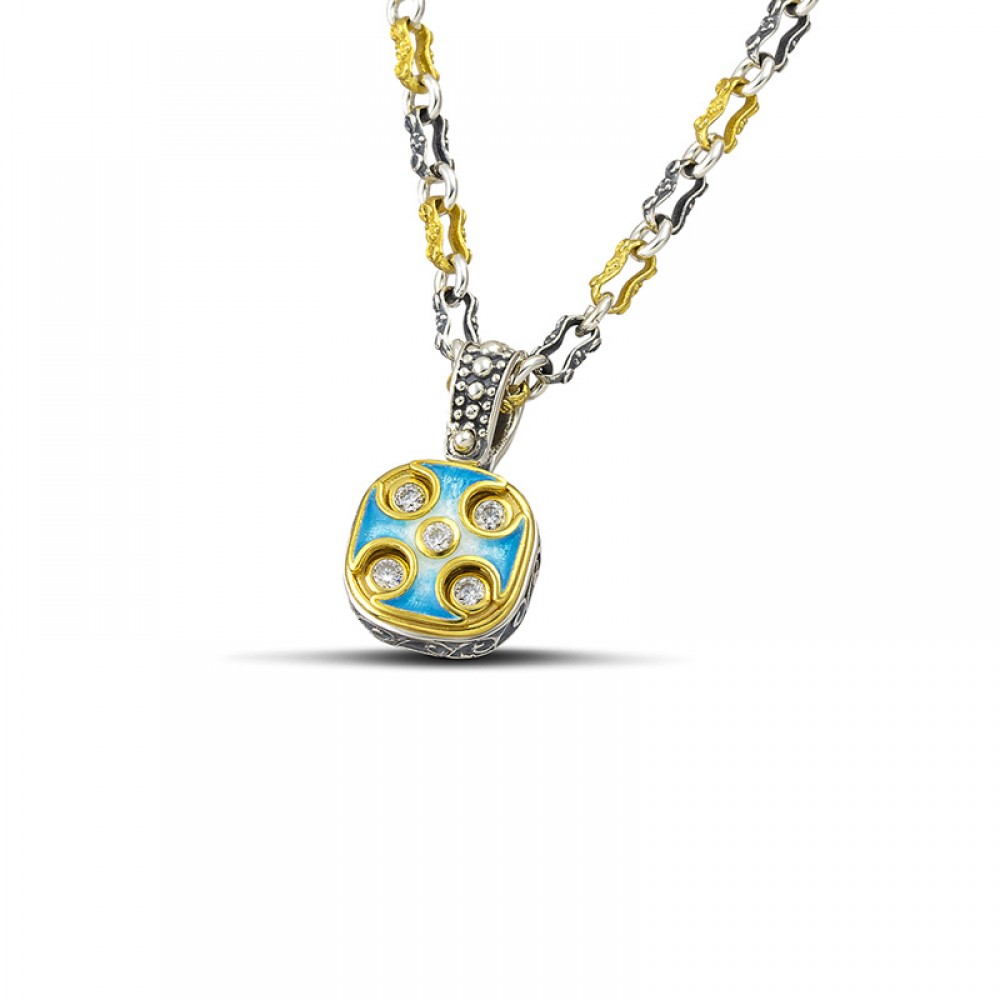 Pendant with Zircon Stones and Enamel M212-1