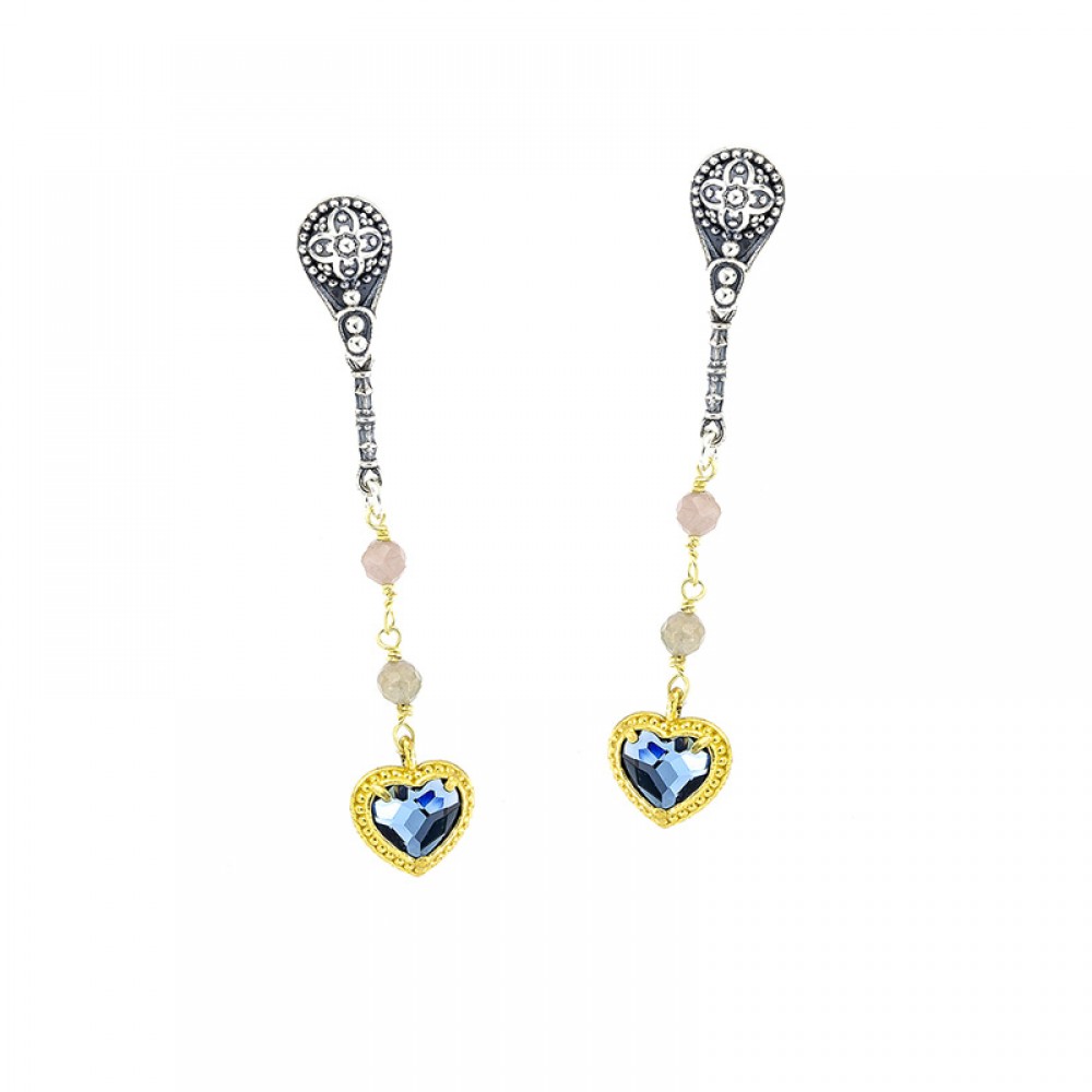 Earrings with Goldplated Crystal Heart S135-5