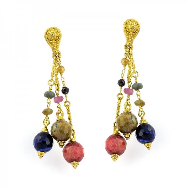 Earrings with Mineral Stones S135-7
