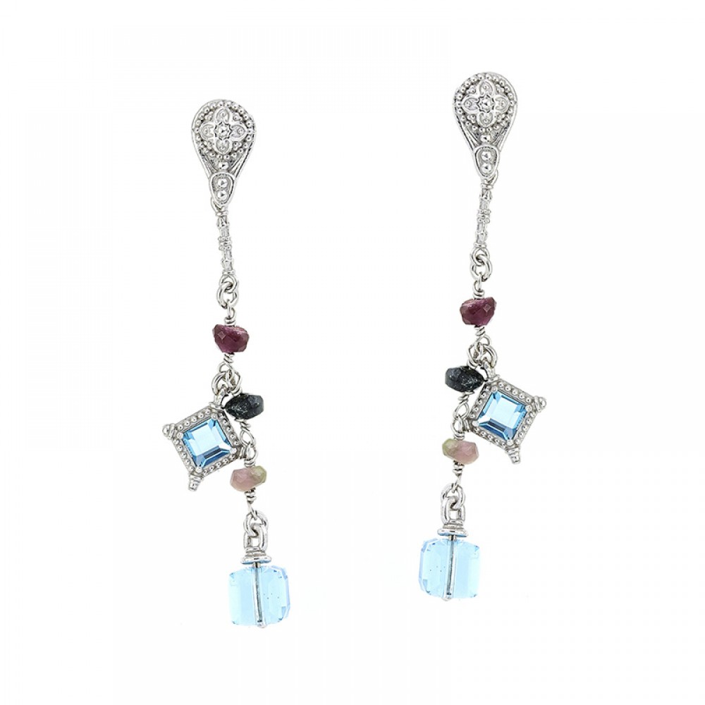 Sterling Silver Earrings with Swarovski Crystals S135-9