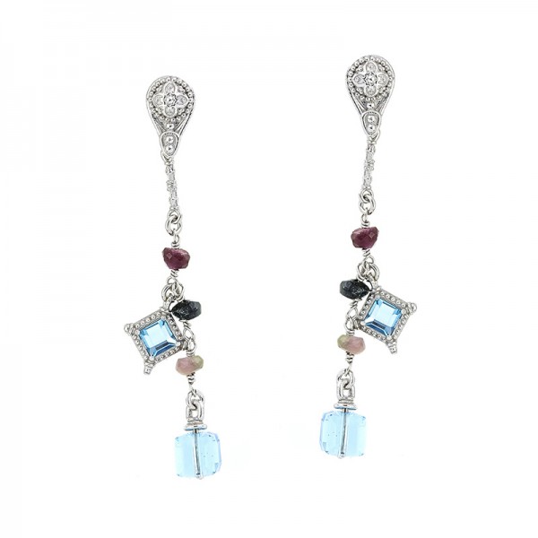 Sterling Silver Earrings with Swarovski Crystals S135-9