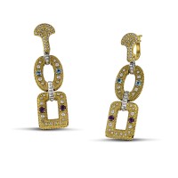 Earrings 925 with Semi-Precious Stones  S140