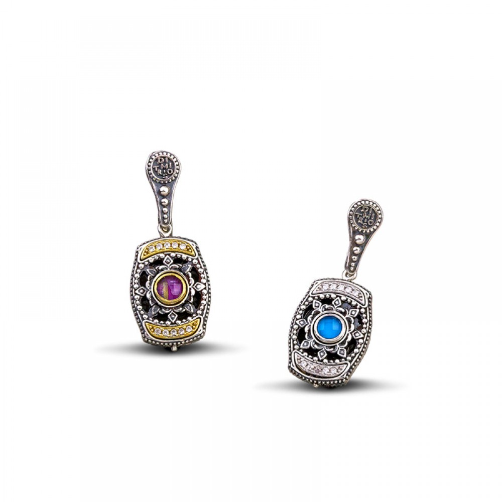  Reversible earring  with semiprecious stones S093