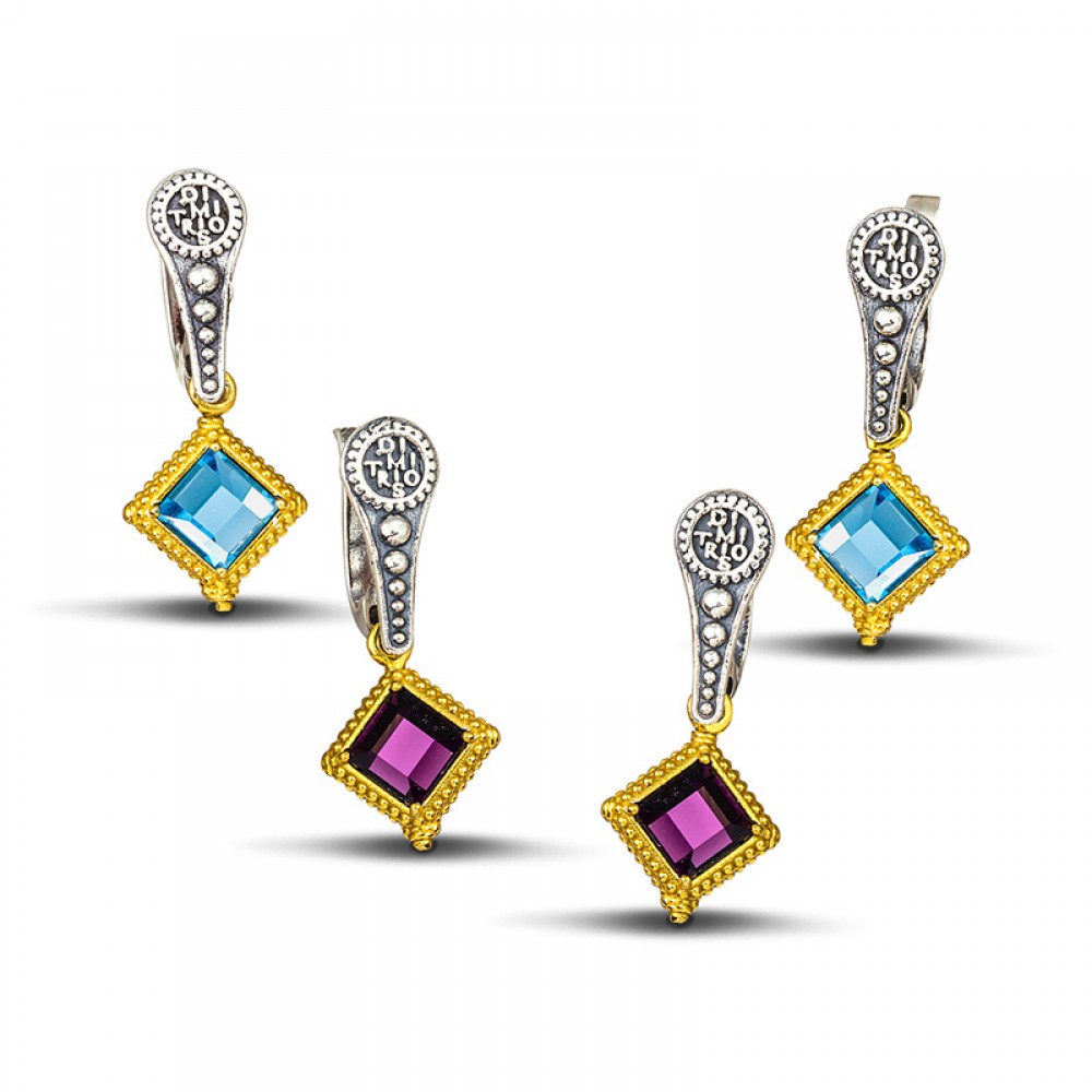 Reversible earring with Swarovski crystals S103