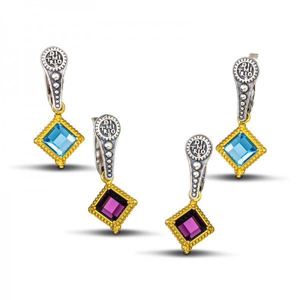 Reversible earring with Swarovski crystals S103