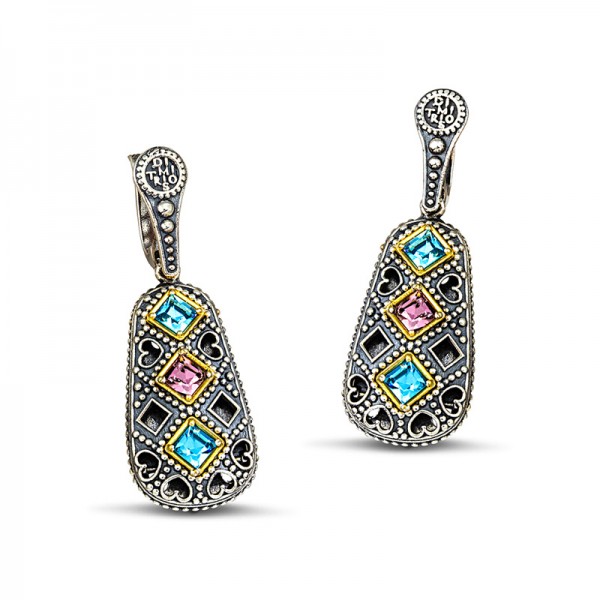 Sterling Silver Earrings with Swarovski Crystals S105