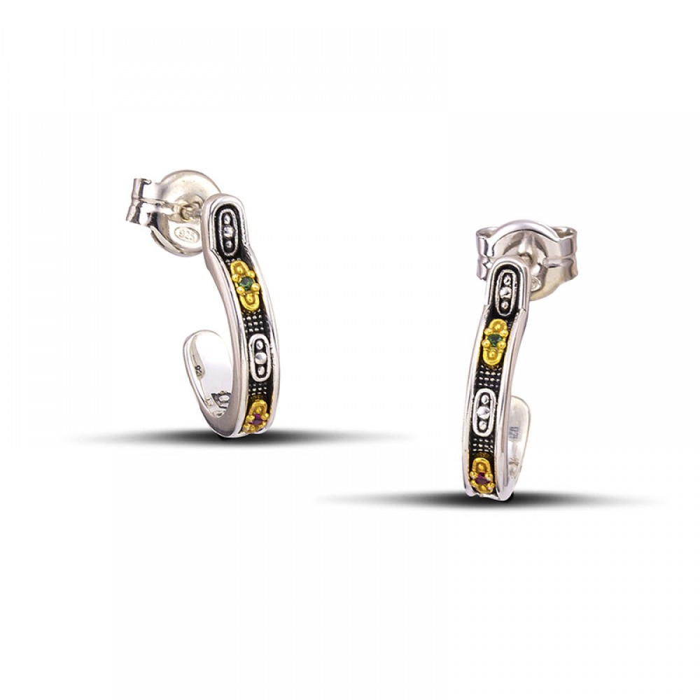 Sterling Silver Earrings with Zircon Stones S124-2