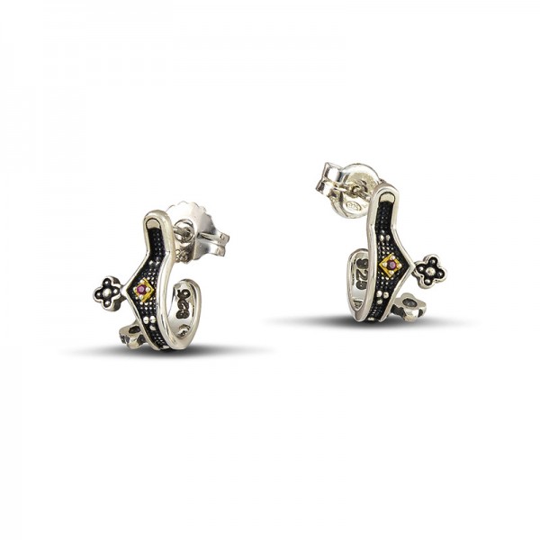 Earrings with Zircon Stones S129-2 Earrings with Zircon Stones S129-2